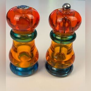 Vintage 80s Olde Thompson Acrylic Pepper Grinder Mill Salt Shaker Sunset Fiesta